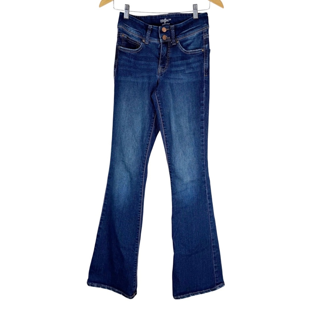 Maurices Everflex Mid Rise Flare Jeans Dark Wash Size 0 Regular